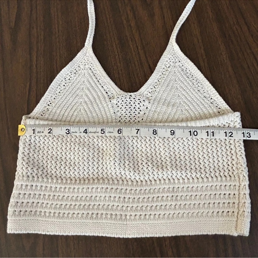 Aerie Crochet Halter Tank Top Babydoll S Crop Boho Festival Cotton Open Knit - Picture 6 of 8